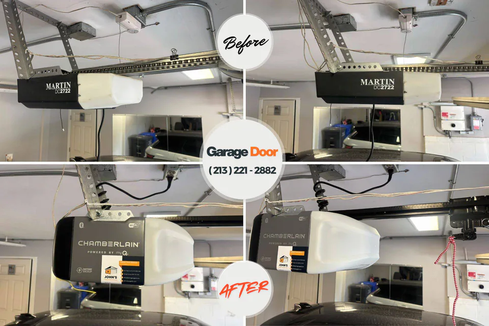 Before and after: garage door installation Trinity, TX